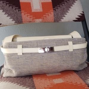 FURLA Tweed and Leather Handbag